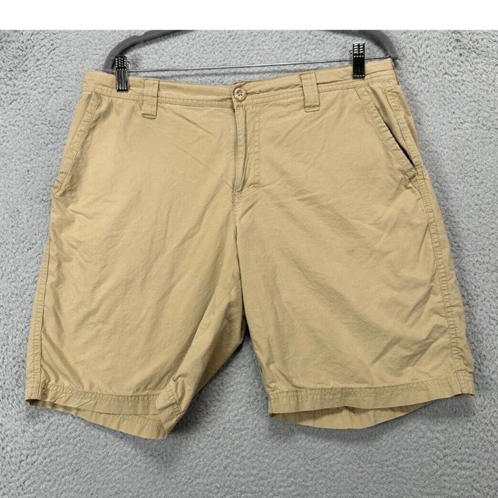Columbia Shorts Mens 34X10 Tan Chino Flat Front Pockets Casual Outdoor Preppy